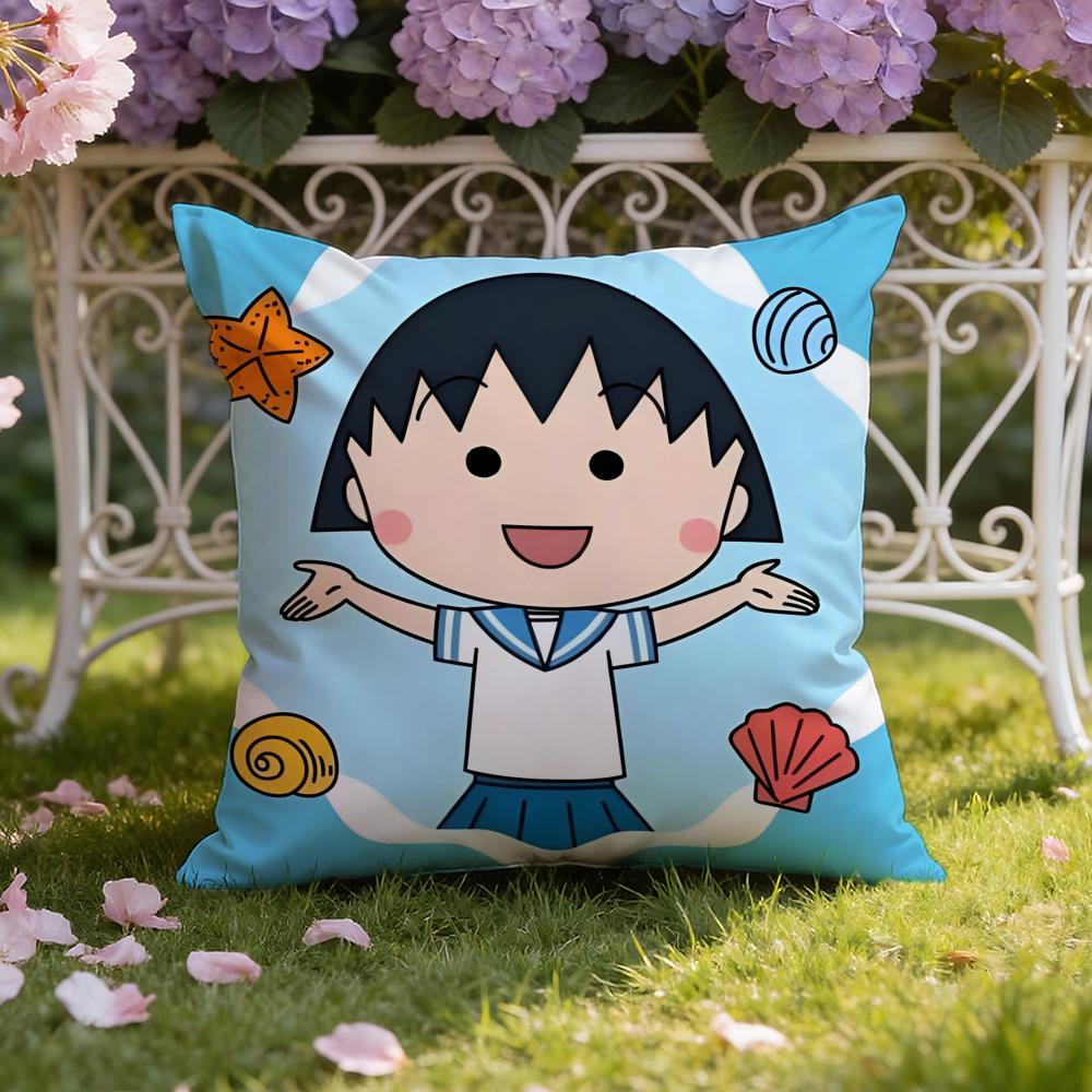 Cute anime C-Chibi M-Maruko Chan Cushion Cover Home & Car Dual-Scene Pillow Cover: Reversible for Premium Comfort