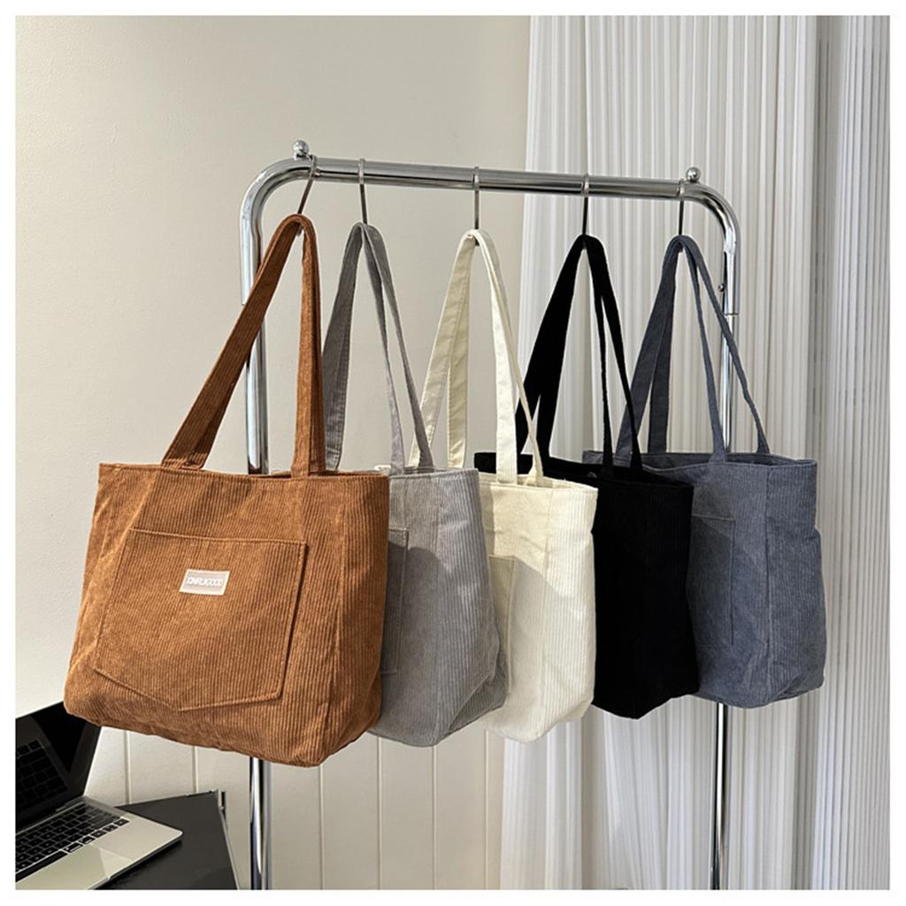 Ladies Bag Corduroy Shoulder Bag Tote Bag Handbag For Casual Outings Travel Office