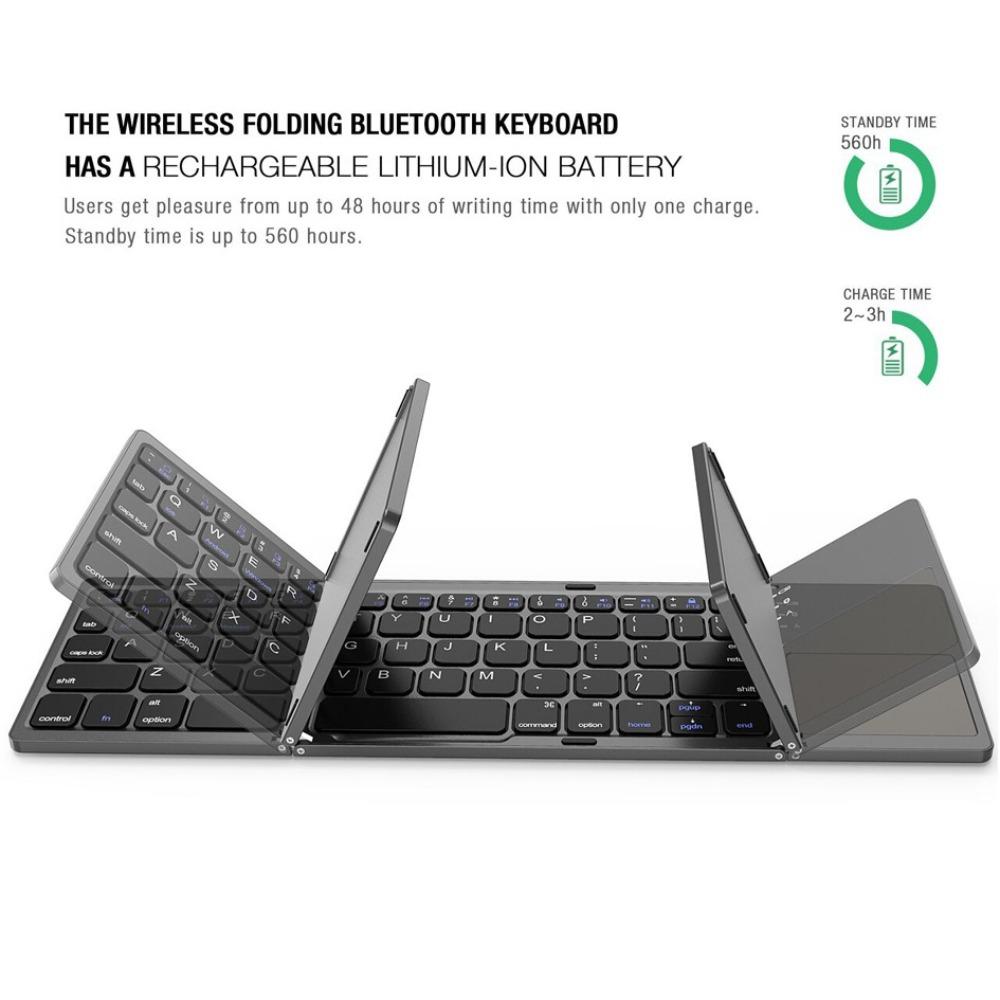 Mini Clavier Bluetooth Pliable Triple Sans Fil Clavier Bluetooth Sans Fil Pliable BO33 Rechargeable avec Pavé Tactile