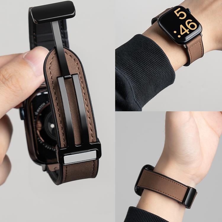 Compatible Crazy Horse Pattern Silicone Magnetic Buckle Strap for Apple Watch Series 11, Huawei Fit34, and Xiaomi Smart Band 89.