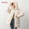 Women's Mid-Length Hooded Down Jacket with Fox Fur Collar