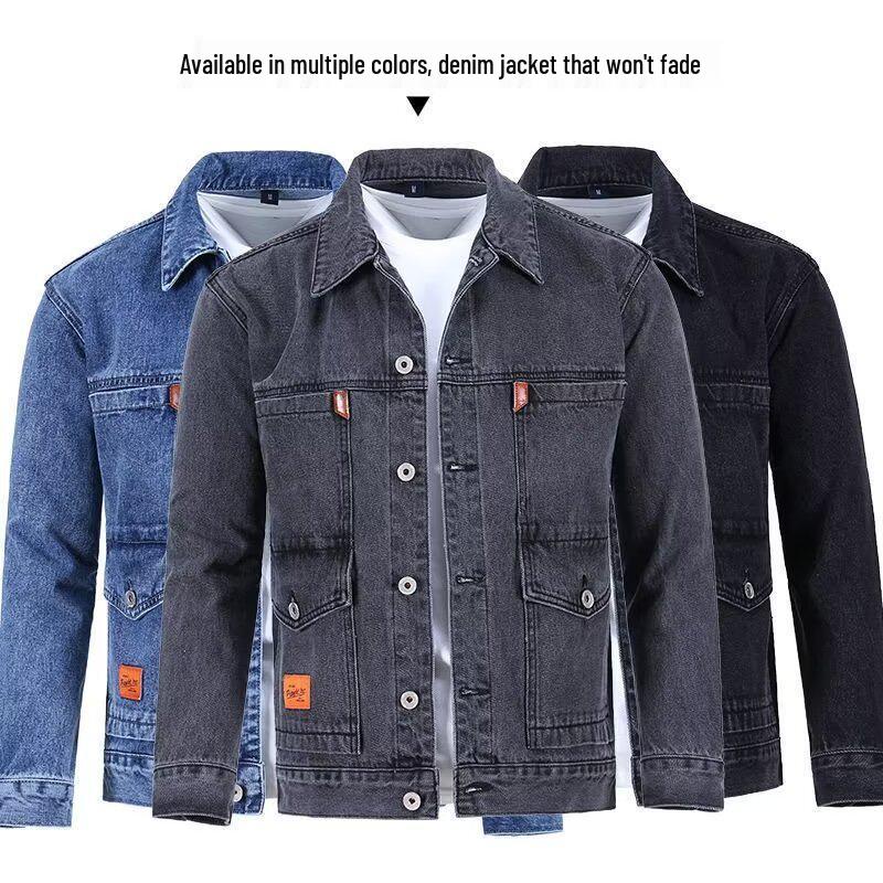 Men's Durable Denim Workwear Jacket for Construction and Welding