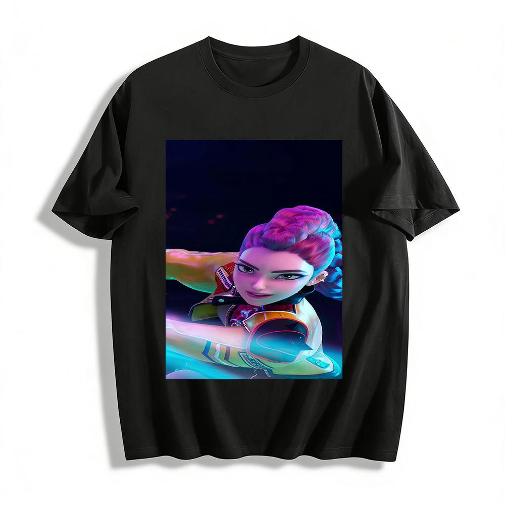

Cyberpunk Style Cool E-sports Girl Print Trendy Top Loose Casual Unisex Streetwear Pure cotton T-shirt XXS