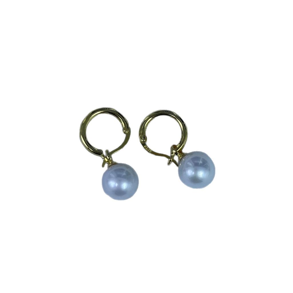 Liu Yifei Style Perfectly Round Freshwater Pearl Earrings - Strong Luster, White, Minimal Flaws