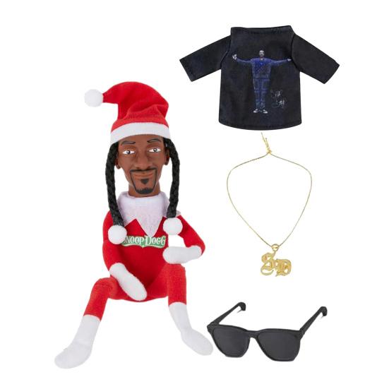 Snoop Elf on The Stool Funny Hip Hop Doll Christmas Ornaments Plush Doll Toy Collectible Home Decoration