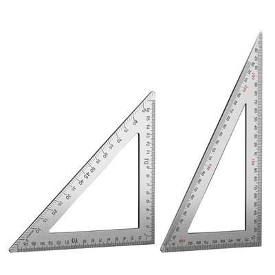 Righello Triangolare in Acciaio Inossidabile Triangolo da Disegno Scala Doppia Faccia e Spessore 2 mm per Misurazione Falegnameria