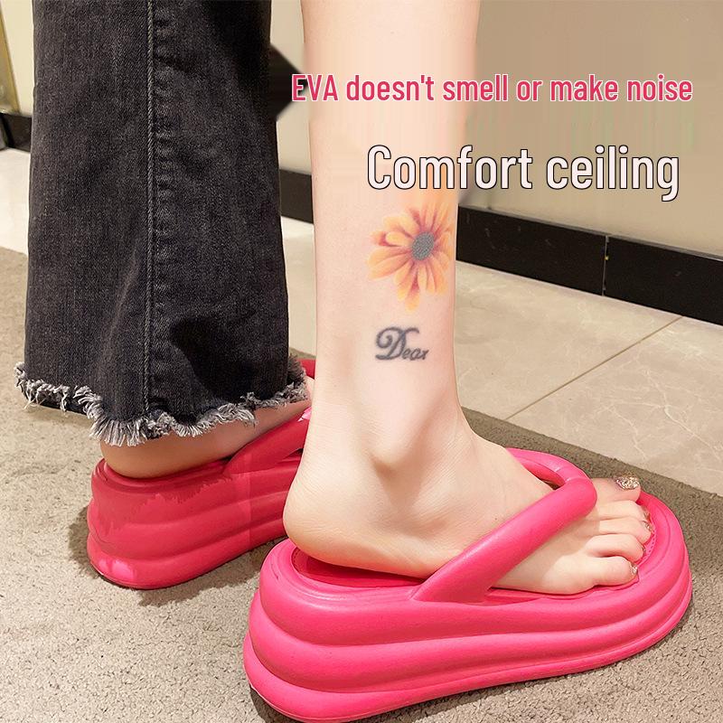 Women's EVA Odor-Resistant Non-Slip Thick-Soled Flip-Flops for Summer Beach