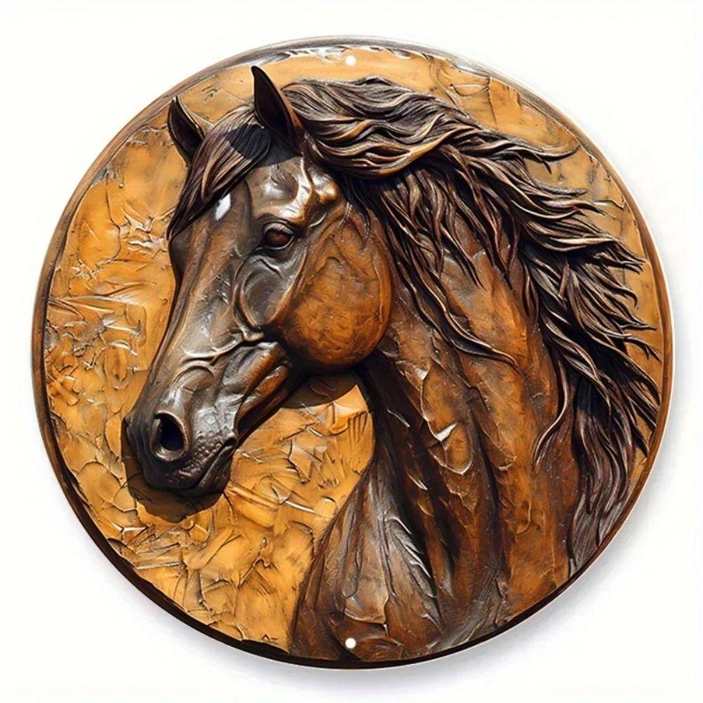 

Винтажная круглая маска-венок Алюминиевая художественная панель 20x30см