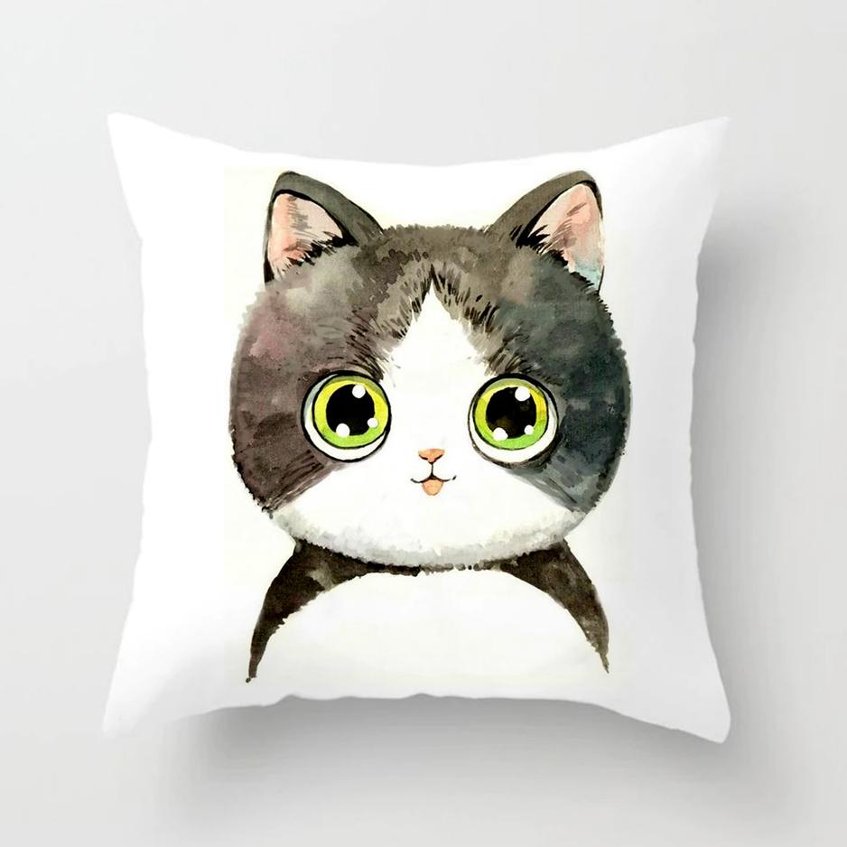 Cute Cartoon Cat Pillow Case Printed Quality Home Decorative Pillows Kids Bedroom Sofa Decor Pillowcase Couch Cushion 45*45cm