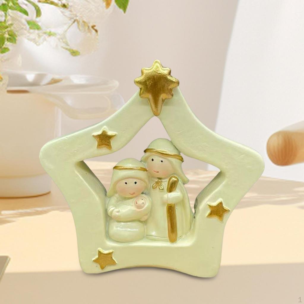 Miniature Nativity Scene Set,Small Christmas Figurine,Religious Gift Holy Family Statue for