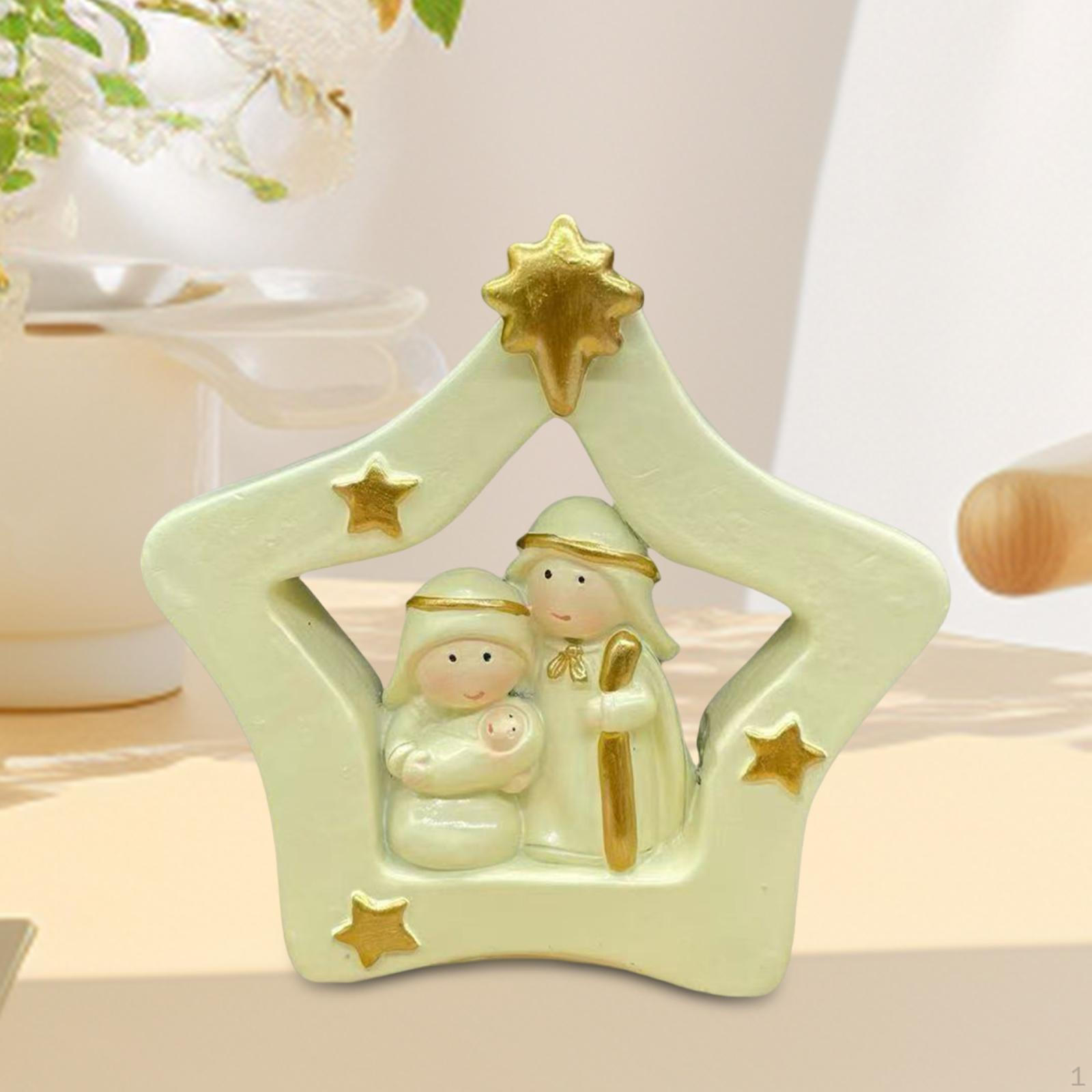 

Миниатюрный набор рождественского вертепа, Маленькая рождественская фигурка, Религиозный подарок Статуэтка Святого Семейства для