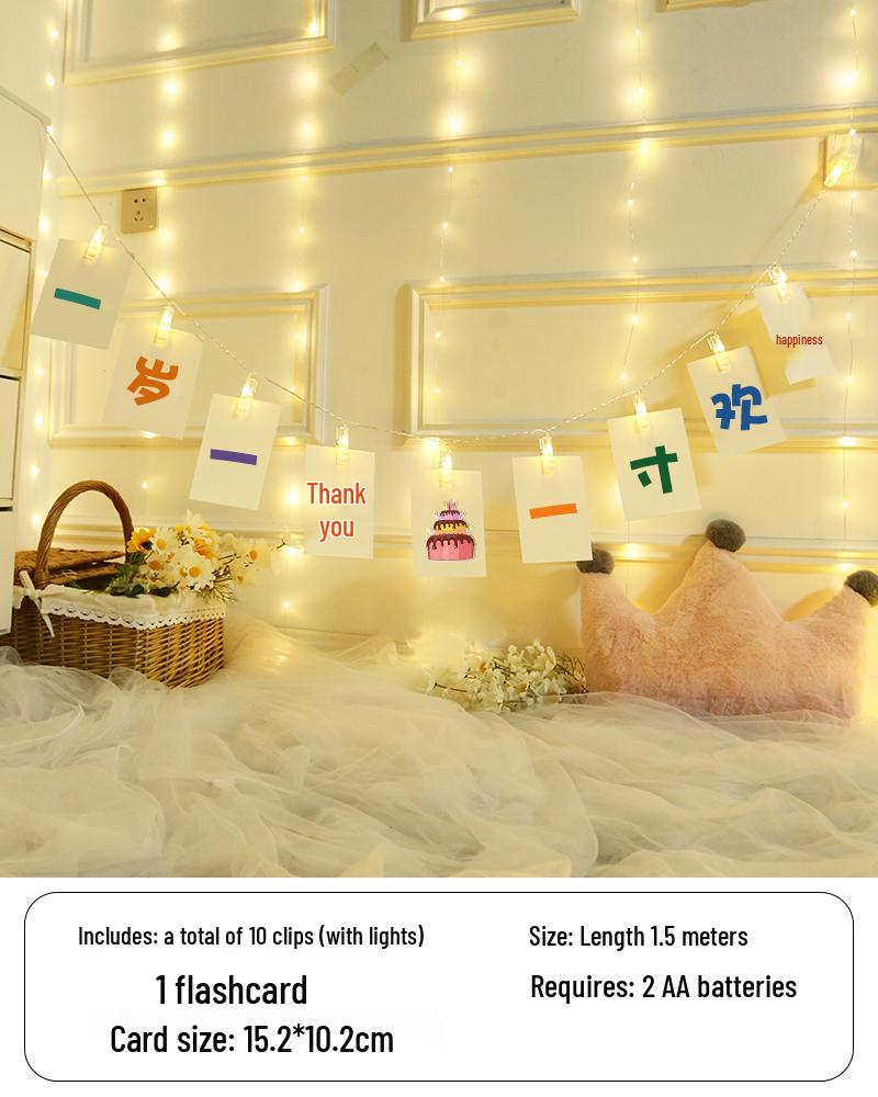 First Birthday Fairy Lights Decor: Photo Wall, Bunting, and Decorative Lights for a Happy Party