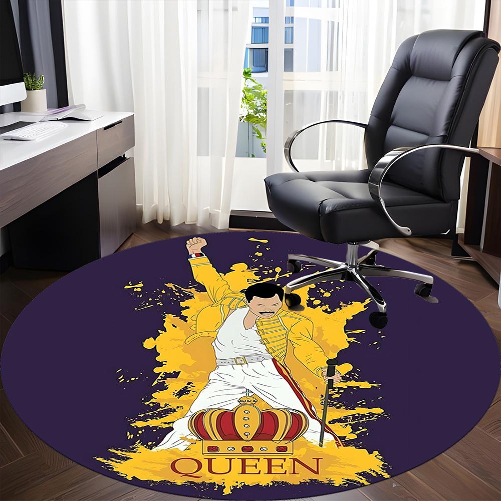 1pc Freddie Mercury, Queen Band Office Round Area Rug, Under Office Chairs Bedroom Living Room Home Decor A1022206