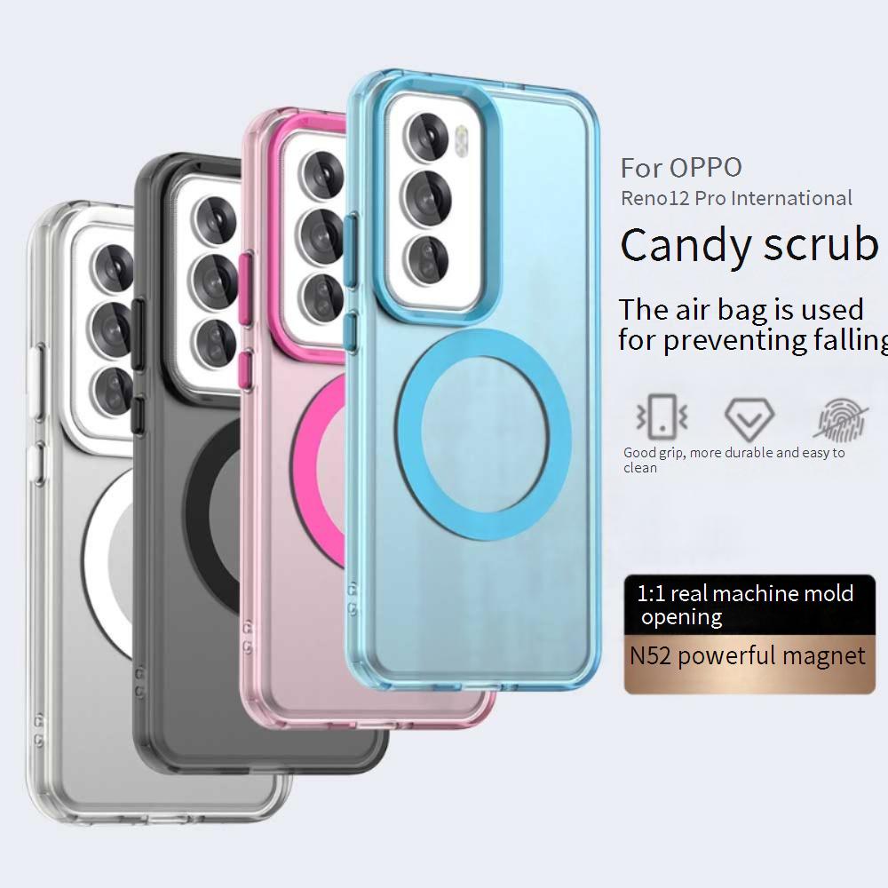 Magsafe Matte Phone Case For Oppo Reno12 Reno12 Pro 5G Protective Case Magnetic Wireless Charging Shockproof Back Cover