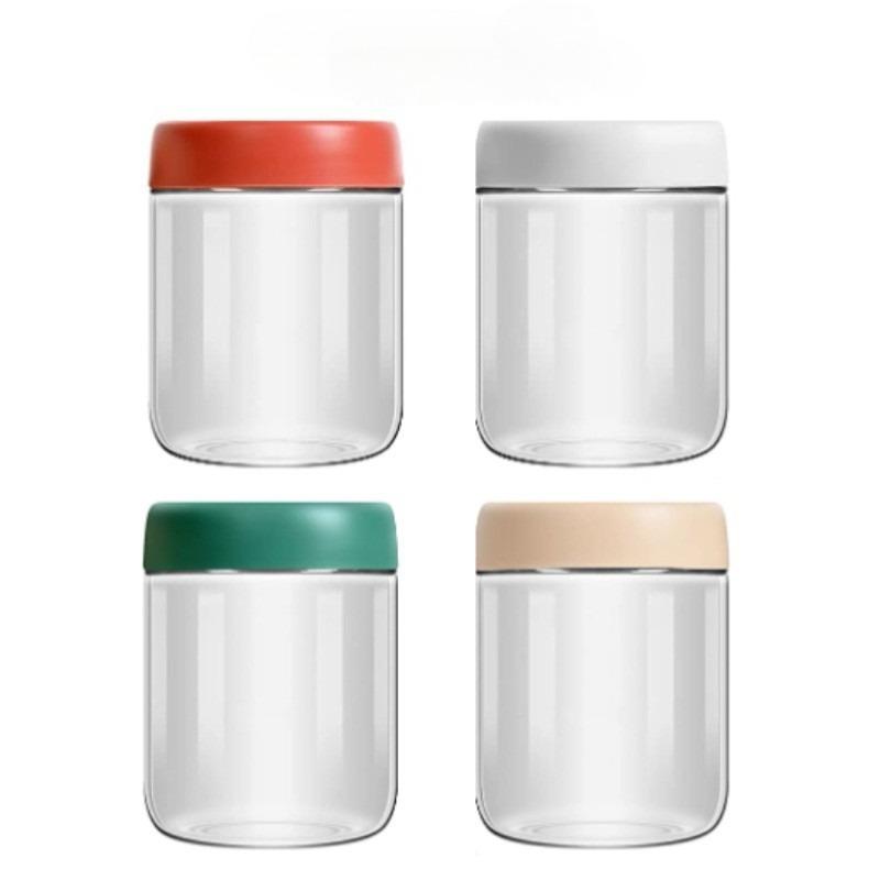 4 st Kaffe Bönor Havregryn Behållare Hushåll Fuktsäker Luftutsugning Lufttät Behållare Transparent Glas Matförvaringsburkar