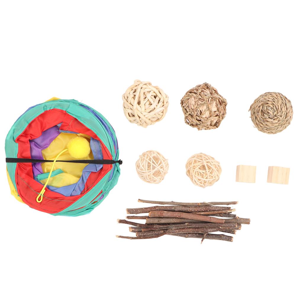 9pcs 3 Way Hamster Tunnels Interactive Hamster Tunnels Set with Chewing Toy for Bunny Rabbit Dutch Pig
