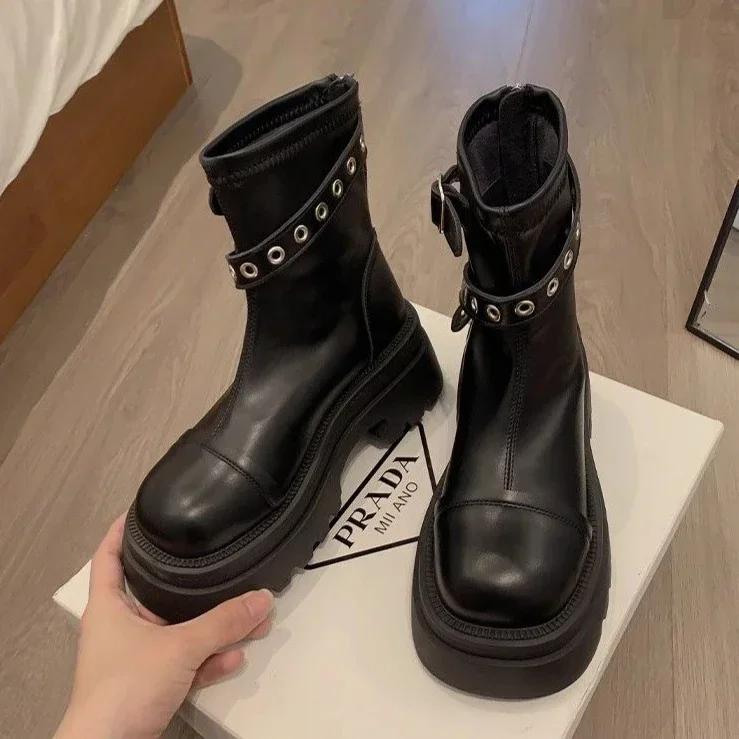 

Модные ботильоны Осень Новинка Женская короткая обувь Массивные ботильоны на платформе для женщин Весна 2024 Зимняя распродажа обуви по акции 40