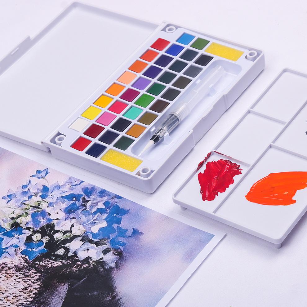 Portable Watercolor Gouache Paint Set - 12/18/36 Colors with Water Brush