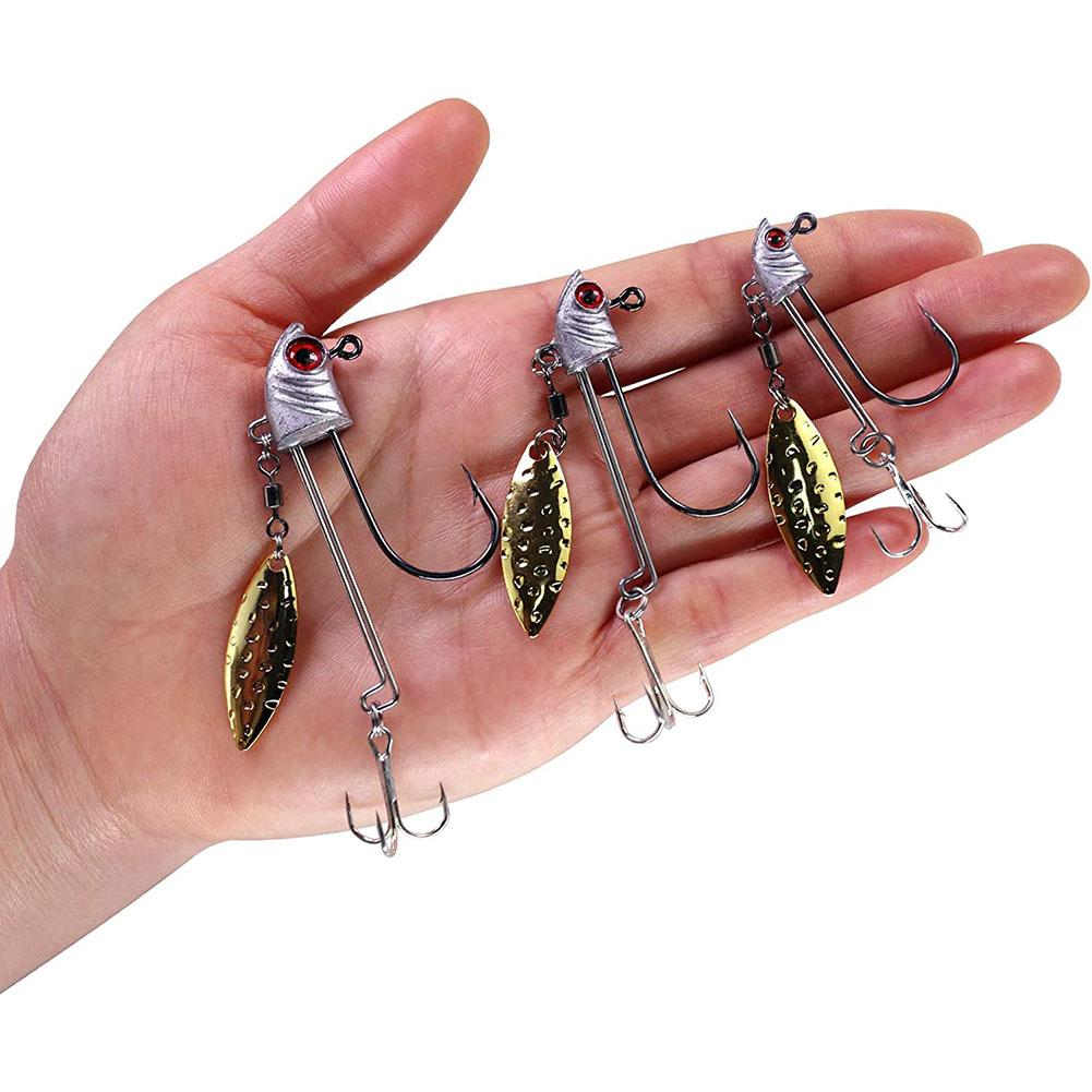5pcs 7.2g/9.2g/16.4g Luminous Fishing Hooks With Willow Blades Jig Head Hook With Treble Hooks Fishing Tackle