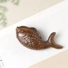 **Cute Koi Fish Carving (Yai Bai Boxwood) - Childlike Handheld Sculpture for Wealth and Fortune**