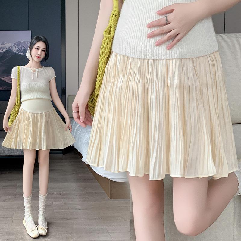 

High-Waist Slimming Pleated A-line Skirt for Petite Women - Korean Style, Casual & Versatile Summer Wear 2XL чёрный