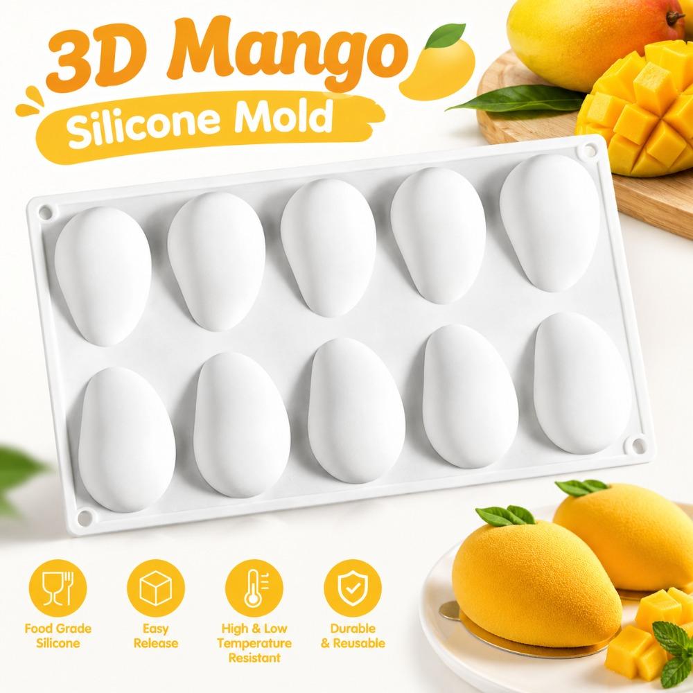 10 Cavity 3D Mango Silicone Mold Jelly Pudding Mold Chocolate Jelly Pudding Making