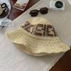Handcrafted Crochet Fisherman Hat Embroidered Letters Wide Brim Foldable Breathable Straw Sun Hat For Beach Vacation Outdoor Activities