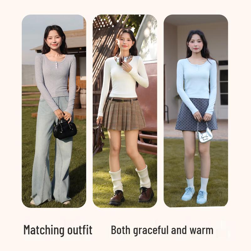 Baleno Women's New Season U-Neck Slim Fit Long Sleeve T-Shirt