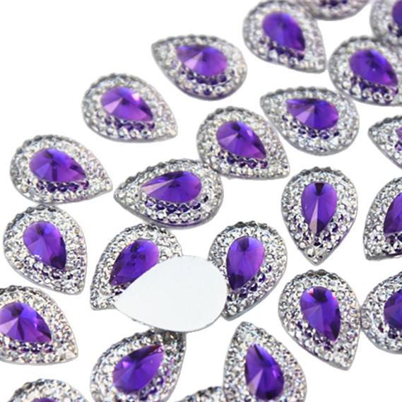 Two-Tone 10x14mm Teardrop Resin Rhinestones for DIY Jewelry & Clothing Decoration