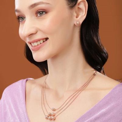 Stylish Women's Necklace Set Rose Gold Plated