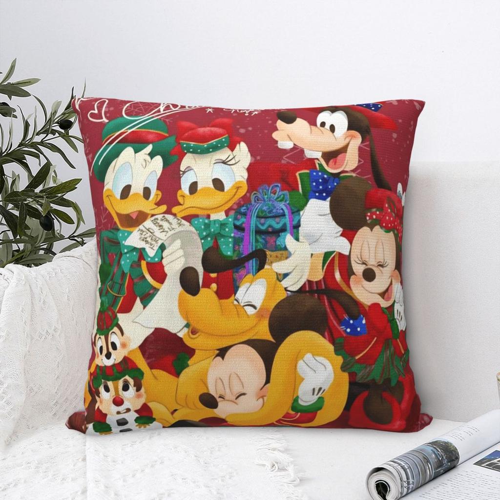 Merry Christmas Holiday Season Pillowcase Soft Polyester Cushion Cover Decorative Mickey Mouse Pillow Case Cover Car Square