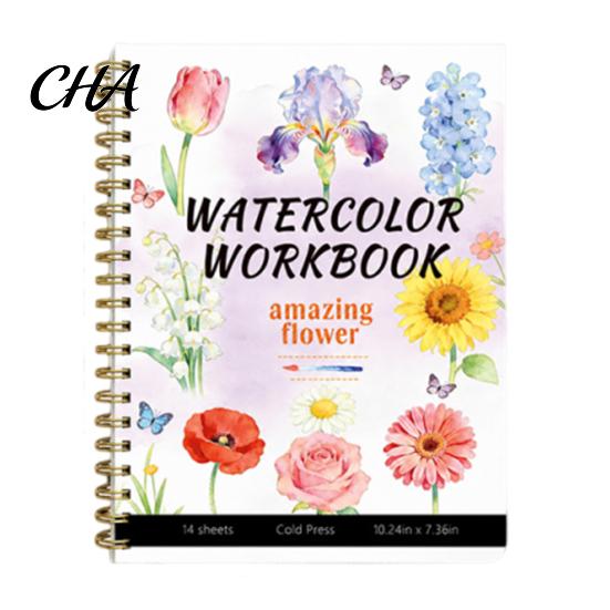 Floral And Daily Object Coloring Watercolor Book, Clean Bright Patterns Design, Thick Book for Kids Paper Multi-theme Paint Art Skill Development