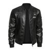 Large size men's leather jacket spring and autumn young men's leather jacket trend embroidered middle-aged men's leather jacket