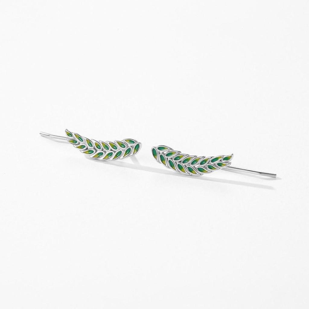 MODIAN Massives 925er Sterlingsilber, minimalistische Ohrstecker mit Baumblättern aus Emaille, trendige, schlichte Ohrringe für Frauen, edler Schmuck, Geschenk