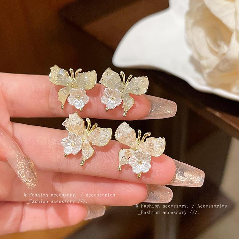 S925 Silver Butterfly & Floral Earrings: Summer Fresh, Sparkling Design for Women