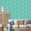 Polynesian Geometric Pattern Wallpaper Sea and Mint 50x1000