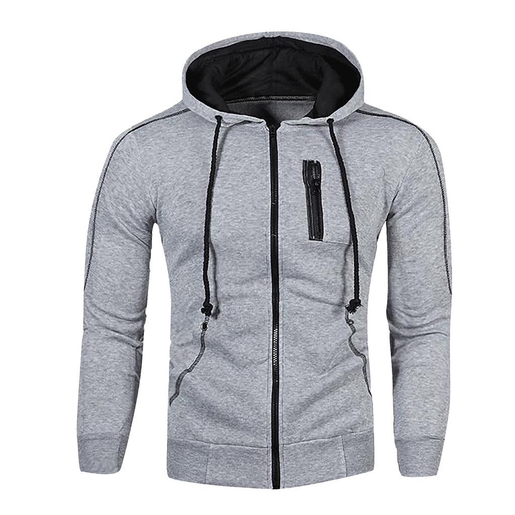 Men's Casual Camouflage Sports Sweatshirt Long Sleeve Zipper Hooded Jacket Coat