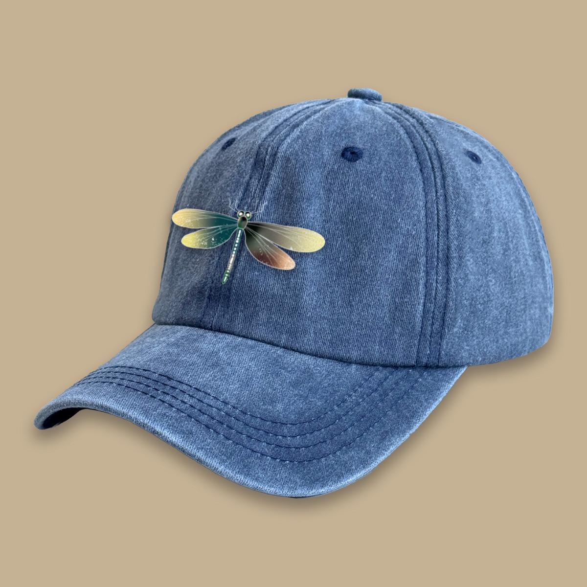 

Washed cotton old retro dragonfly soft top baseball cap trendy men and women fashion versatile spring and summer outdoor cap Adjustable рожевий червоний колір