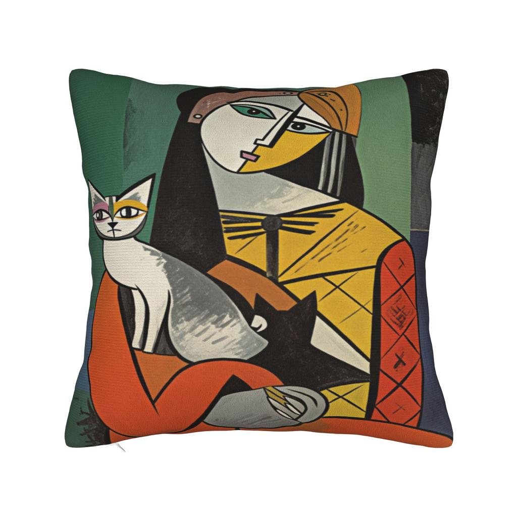Picasso Cat Oil Pillow Case  Comfy Pillow Cover For Sofa Couch Bed Living Room Retro Trendy Pillowcases