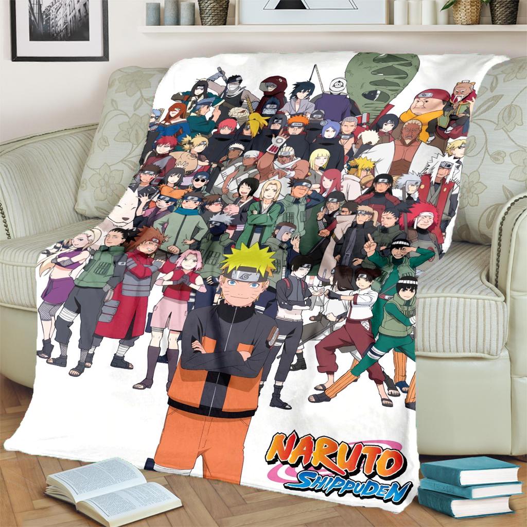 Anime-Naruto Print Blanket Warm Comfortable Flannel Blanket for Bedrooms, Sofas, Beds, Chairs, Picnics, Travel -LXR43