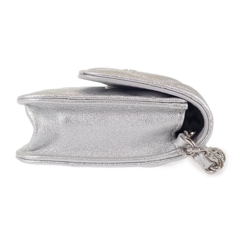 Chanel 2WAY Bag Silver Lambskin Women