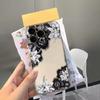 Black Lace White Lily Flower Print Clear Phone Case for iPhone 17 Pro Max 16 15 Pro 14 13 12 11 XR 17Air 16 Plus Silicone Cover