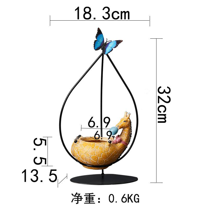Creative Wrought Iron Hanging Wenzhu Succulent Small Green Plant Flower Pot Cartoon Resin Animal Cradle Flower Pot Desktop Decoration