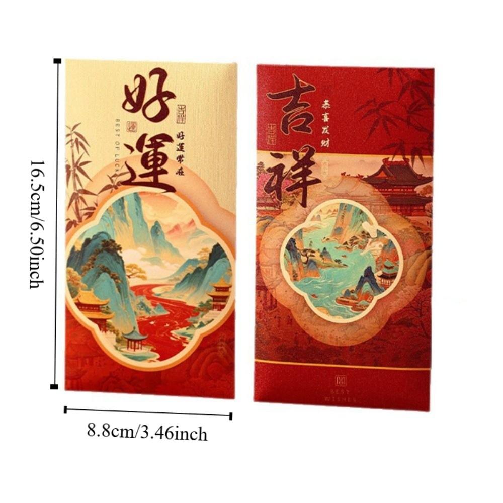6Pcs Chinese Style New Year Red Packets Gold Foil Design Cash Gift Envelopes  Spring Festival