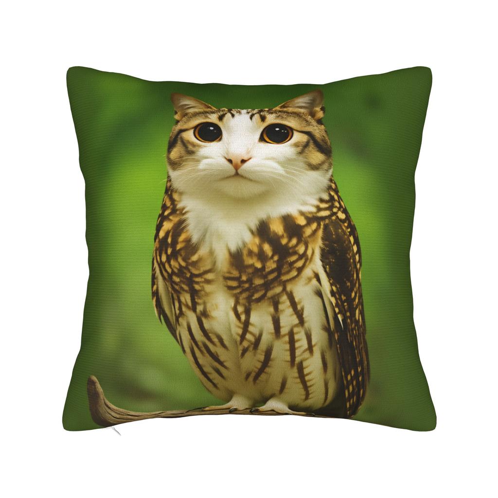 Surprised Meowl cat Owl Square Pillow Case Cushion Cover Fashion Zipper Decor Throw Pillow Case Cover for Living Room 40*40cm