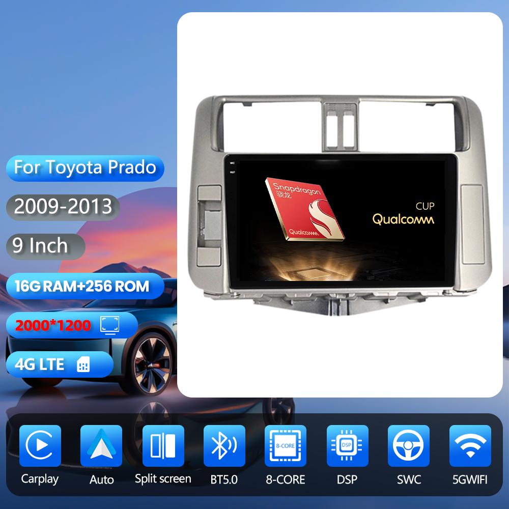 Android 16 for Toyota Land Cruiser Prado 150 2009-2013 Carplay Auto Radio Media Player Stereo 2din Head Unit