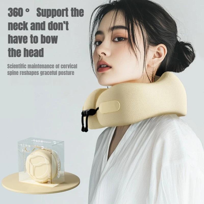 Pernă de călătorie portabilă în formă de U, spumă cu memorie, pernă de dormit, pernă de birou, pernă de pui de somn, pernă de gât pentru mașină, avion, suport ergonomic pentru cap