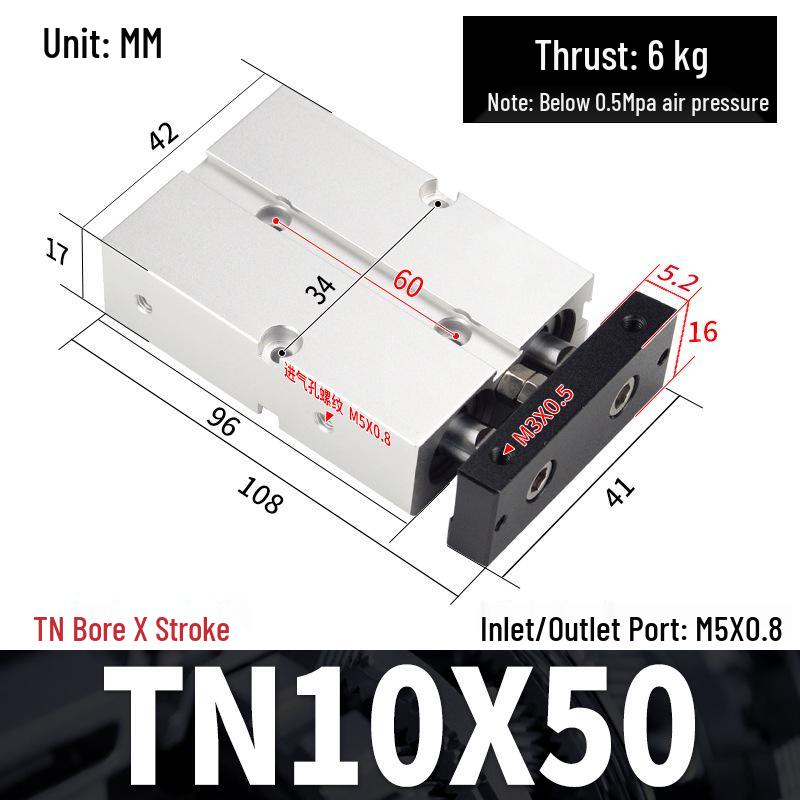 TDA Double-Axis Double-Rod Large Thrust Cylinder - Sizes: 10/16/20/25/32/40/50mm X 20/50/75mm