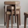 Solid Wood Upholstered Dining Chair - Modern Minimalist Stackable Stool for Living Room or Desk