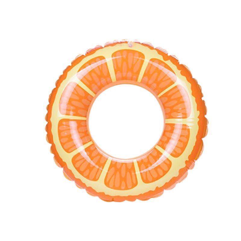 Orange PVC Inflatable Swim Ring - Thickened for Adults, Beginner-Friendly, Large Buoyancy.